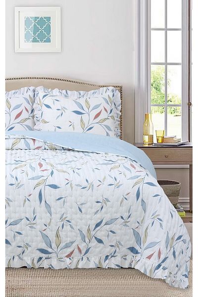 Bikaya Home Ruffled Patterned Double Bedspread Set - 240X260 cm
