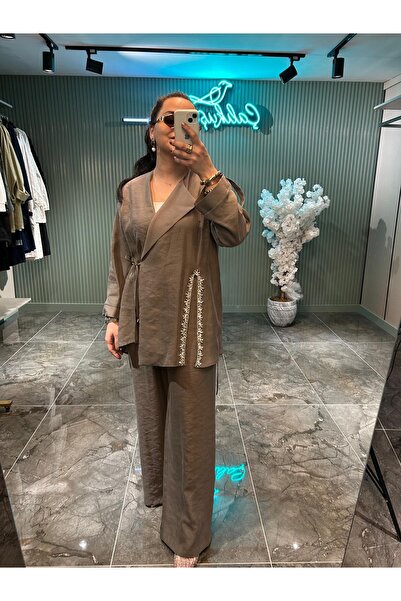 my312 طقم قميص كتان مرصع بالأحجار