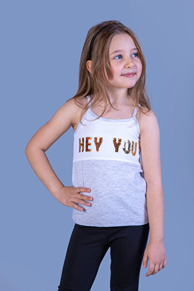 Toontoy Girl's Flip Sequin Hey You Printed Undershirt