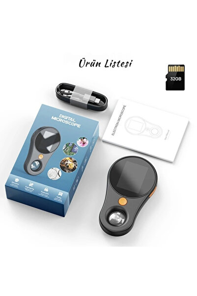 TechTic Dijital Mini El Mikroskobu 2İnç Ekran 1080 P 500X Video-Fotoğraf 8LED Tekstil Cilt Analizi