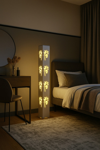 ARTILED RGB Çiçek Desenli Dekoratif Akıllı Lambader – Mobil Uyumlu Metal Gövde