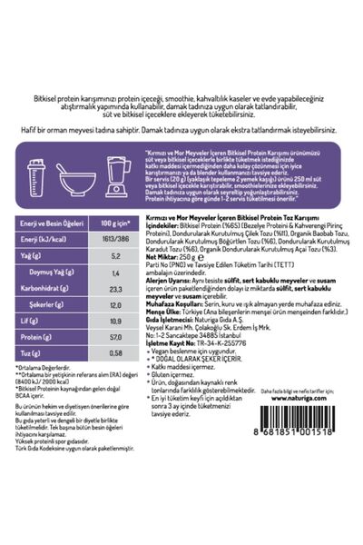 Genel Markalar Açai Ve Böğürtlen Protein Karışımı 250 Gr