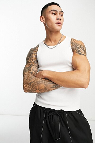 Unique Look Men's Sleeveless Ribbed Thin Slim Fit Summer Undershirt