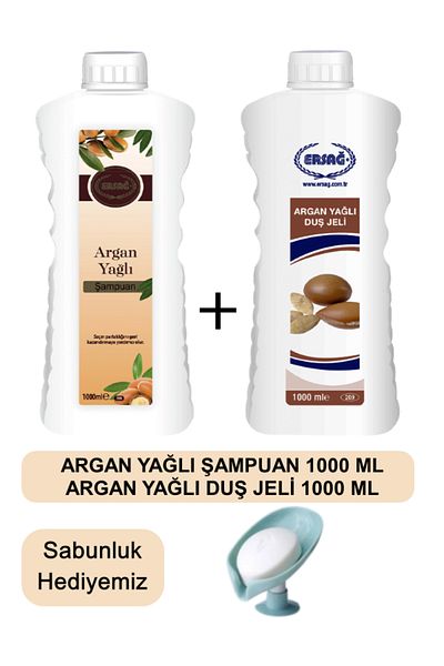 Ersağ Argan Oil Shampoo 1000Ml-Argan Oil Shower Gel1000Ml - Our Soap Dispenser Gift 2089-6