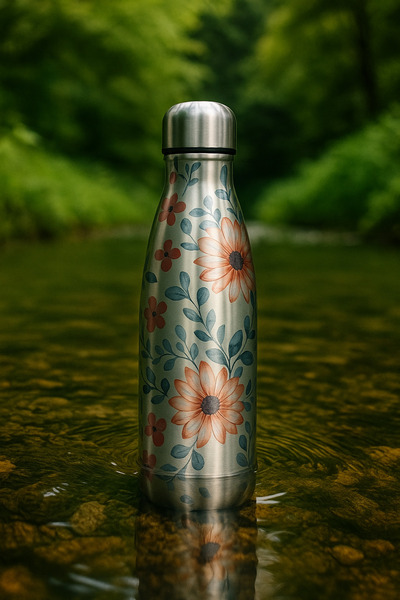 Tantitoni Bellevie Floral Steel Paslanmaz Çelik Çift Katmanlı Su Şişesi 500 m...