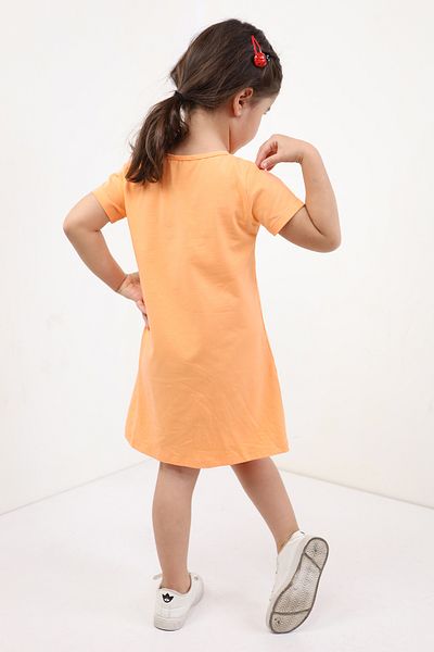 Toontoy Girl's Pocketed Striped Rabbit Printed Dress