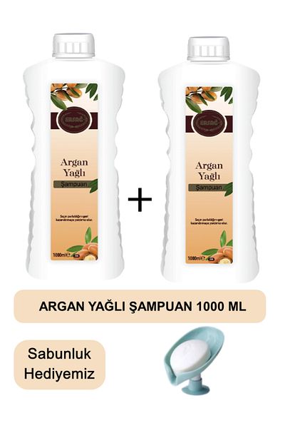 Ersağ Argan Oil Shampoo (2 Pcs) 1000 ml - Our Soap Dispenser Gift 208-14