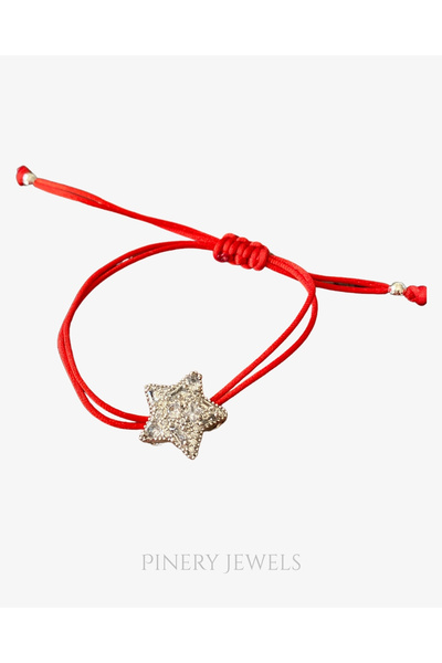 Pinery Jewels Yıldız Baget Taşlı Kırmızı Ip Yazlık Kadın Bileklik