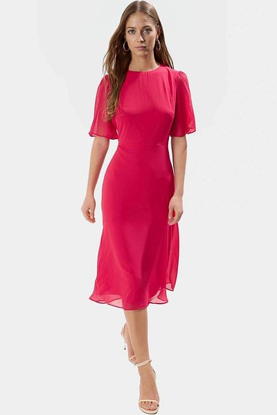 PayBuy Chiffon a Line Midi Dress Angel Sleeve Summer Casual Elegantane Design Trend