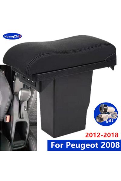 Choice A Black Line 3usb For Peugeot 2008 Armrest Box 2012-2018 Car Storage Box With Usb Charging Auto Retr