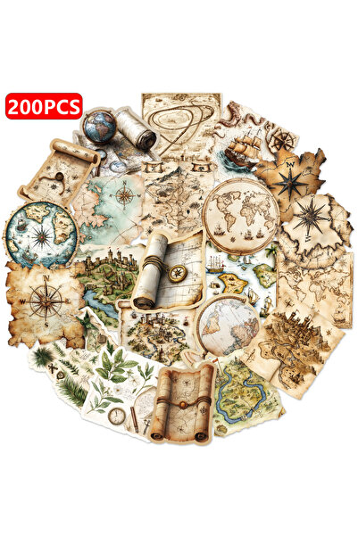 Choice 200 قطعة 50 قطعة ملصقات خريطة العالم القديمة للسفر لتزيين الجدران لمجل...