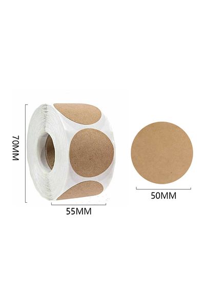 Choice 5cm 1 Roll 500pcs 2.5/3.8/5cm 500pcs/roll Kraft Round Stickers Self-adhesive Label Paper Sticker Cla