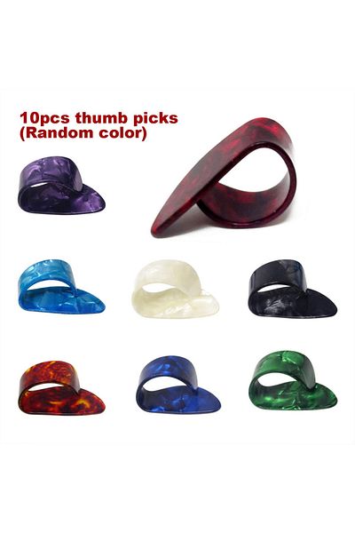 Choice 10pcs Thumb 10pcs Celluloid Guitar Finger Picks Thumb/index Sizes Fingerstyle Protector Anti-slip De