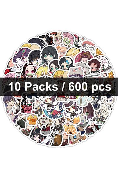 Choice Navy Blue 60-600pcs Demon Slayer Stickers Cartoon Cute Decals Toy Stationery Guitar Phone Bicycle La