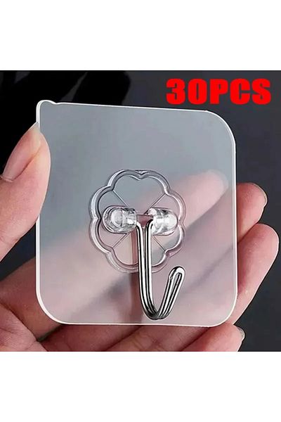 Choice Transparent-30pcs 1-100pcstransparent Self Adhesive Wall Hooks Multi-purpose Wall Hook Key Holder To