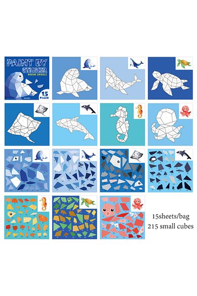 Choice S23740-1 2style 15pcs/book Land Animals And Sea Creatures Theme Sticker Book Diy Free Collage Puzzle