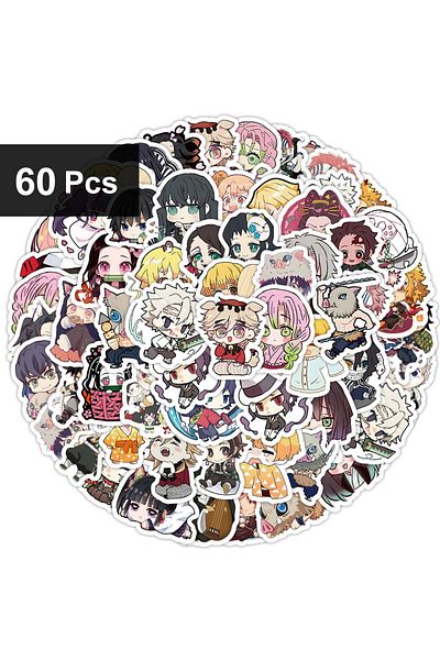 Choice 1 Pack(60PCS) 30-180pcs Anime Demon Slayer Stickers Cartoon Cute Decals Toy Stationery Guitar Phone
