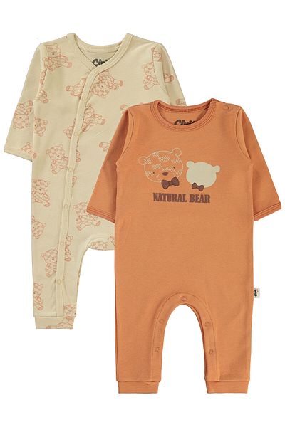 Civil Baby 3-9 Months Baby Boy Cinnamon Color Jumpsuit Set of 2