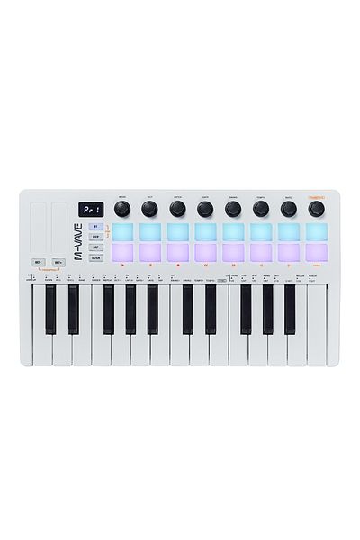 Choice White M-vave Smk-25 Ii 25 Key Midi Controller Keyboard Usb Mini 16 Rgb Drum Pads 8 Knobs With Music