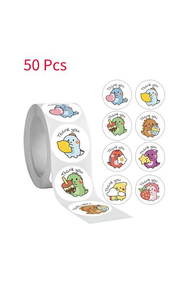 Choice 50pcs 50/100/500pcs 1 Inch Thank You Stickers Cartoon Dinosaur Labels For Packaging Baking Labels Gi