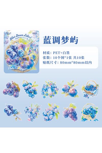 Choice E 10 Pcs Ins Fruit Grape Strawberry Lemon For Journaling Planner Scrapbooking Material Sticker Cre.