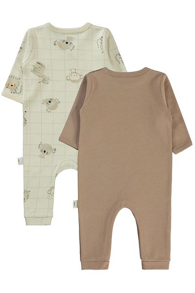Civil Baby 3-9 Months Brown Overalls for Baby Boy Set of 2