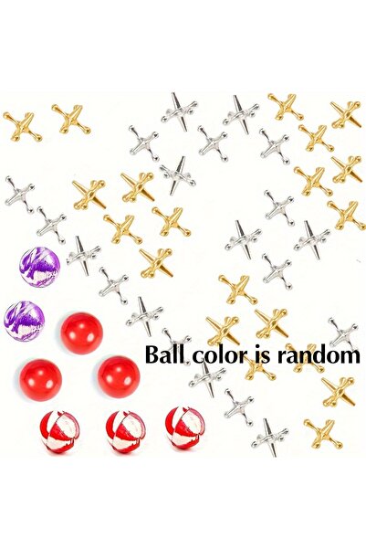 Choice مجموعة من 4 قطع من لعبة جاك المعدنية الصغيرة الكلاسيكية مع كرة نطاطة - مثالية للمرح العائلي وهدايا الحفلات والهدايا