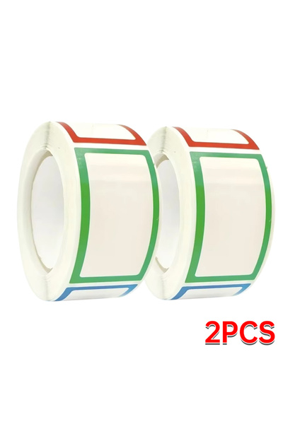 choice2 2 Rolls 250PCs Waterproof Blank Stickers Self Adhesive Assorted Removable Label Stickers Name Tag Bo