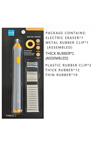 Choice ممحاة رسم كهربائية رمادية اللون، قابلة للدوران التلقائي، أدوات مكتبية للطلاب