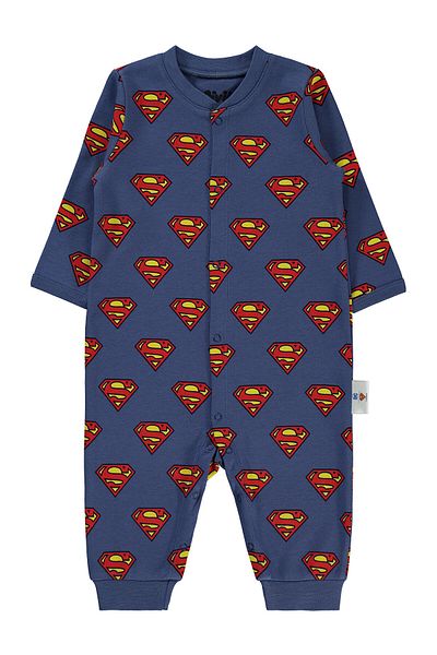 Superman 6-18 Months Baby Boy Indigo Jumpsuit - Without Booties
