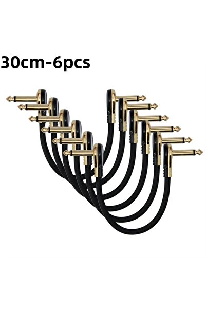 Choice7 كابلات توصيل دواسة تأثيرات الجيتار 30 سم - 6 قطع (1/3/6 قطع) بزاوية ق...