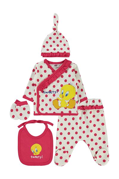 TWEETY Ecru Color Baby Girl Bodysuit Set