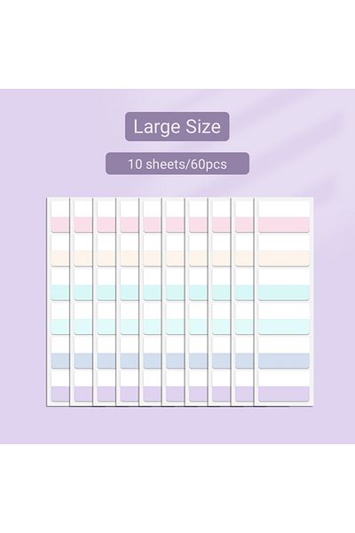 Choice Large Size 60pcs 420pcs Light Colors Sticky Index Sticker Tabs, 3 Sizes 6 Colors Writable Reusable F