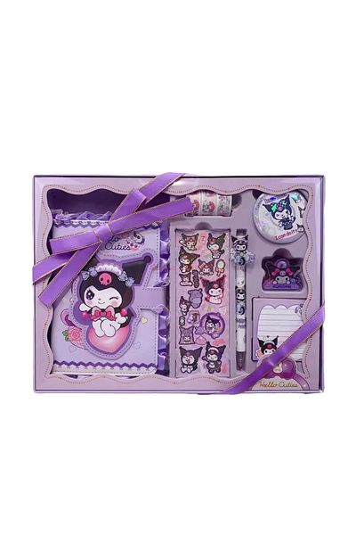 Miniso Kuromi New Sanrio Hand Ledger Bar Set Cute Girl Heart Stationery Combination Sticker Badge Notebook