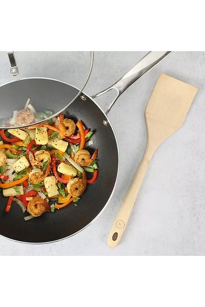 Chefline Natural Wooden Turner Durable Cooking Spoon For Non-stick & Everyday Kitchen Use