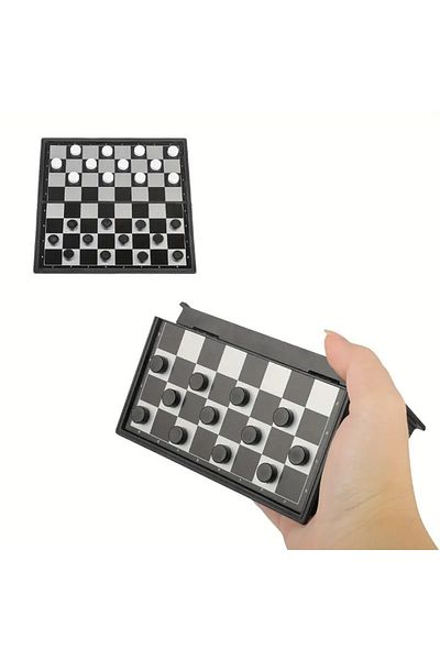 Choice Checkers Mini Magnetic Chess Board Games, Small Portable Folding Chess Classic Backgammon Checkers