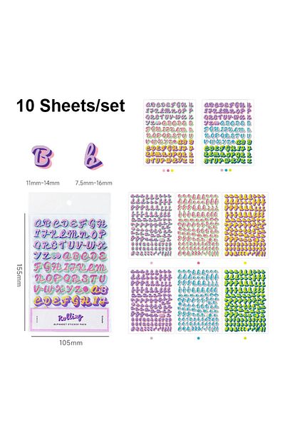 Choice Style B (10 SHEETS) 1000pcs Letter Art Typeface Numbers Pvc Stickers Diy Scrapbooking Cute Cartoon D
