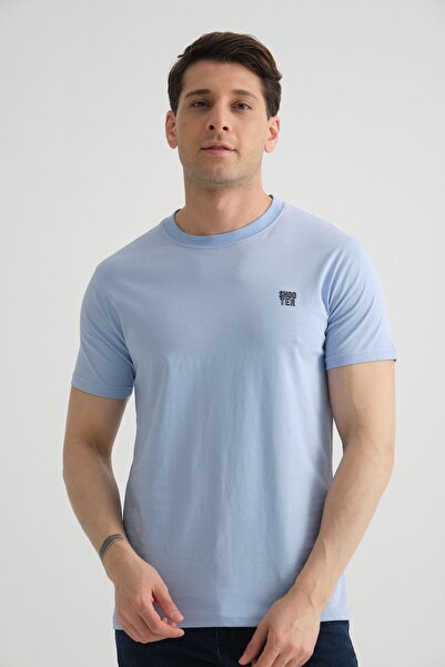 Shooter Ανδρικό μπλουζάκι ελαστικό βαμβακερό μπλε Minimal Logo - Standard Fit