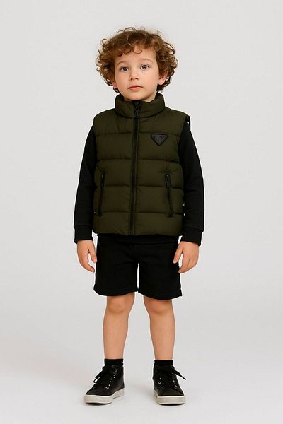 Minigimin Cicileri Унисекс пухен елек My Little One's Paris - зелен, с прилепнала кройка