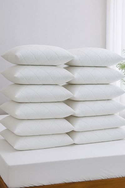 Nart Home Set de perne din bumbac 12 bucăți de protecție matlasată pentru perne alb
