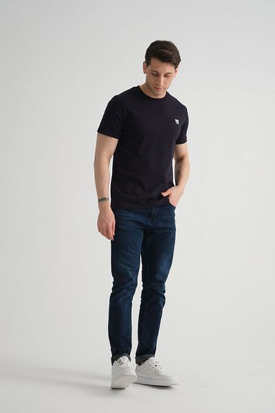 Shooter Ανδρικό μπλουζάκι από ελαστικό βαμβακερό Navy Blue Minimal Logo