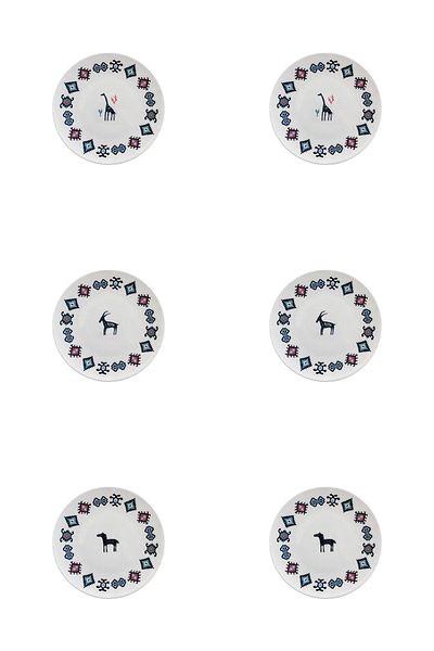 PORSER Porcelain Hitit Cake Plate Set 21cm 6 Pieces Tvl6Pstprs1234