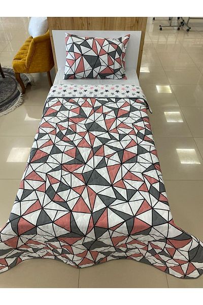 VİLERA HOME Gray Star Pattern Pillowcase Single 155*215 Two-Way Multi-Purpose Bedspread