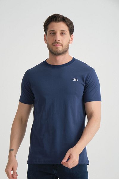 Shooter Ανδρικό T-shirt - Ανοιχτό μπλε ναυτικό, αναπνεύσιμο, εύκαμπτο βαμβάκι, μίνιμαλ λογότυπο, κανονική εφαρμογή