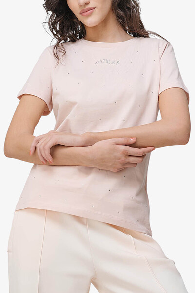 Guess Γυναικείο μπλουζάκι Rhinestones SS - Ροζ