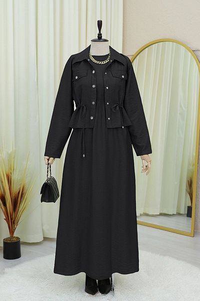 DPARİS Φόρεμα Hijab με λεπτομέρεια με κουμπωτό μπουφάν