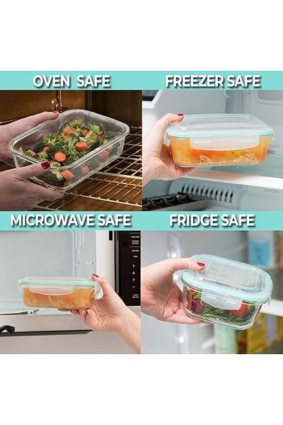 Chefline Rectangle Glass Container 3 Pcs 3764 1040ml Airtight, Durable & Multi-purpose Storage