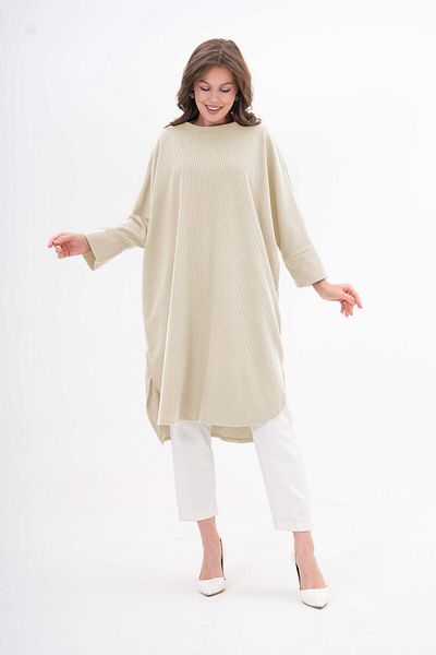 NİSUM MODA Bat Love Ribbed Tunic