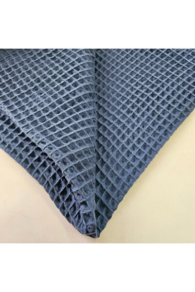 Kaf Kumaş Büyük Kareli Waffle Pike Bornozluk Kumaş | Kumaş Eni: 150 Cm | 100% Pamuk | Bw-36 Mavi