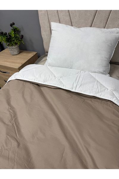 Clasy 100% Cotton Ranforce Double Quilt Double Sided Milky Brown-White Plain Patterned Quilted
